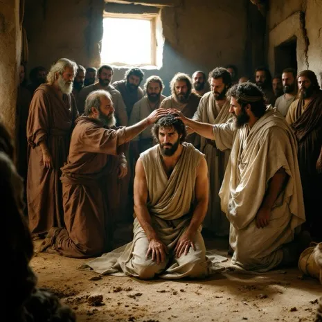 Church Leaders Laying Hands on Barnabas and Saul
