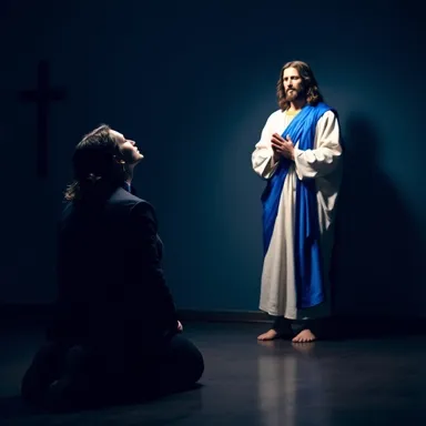 Kneeling in Humility Before Christ