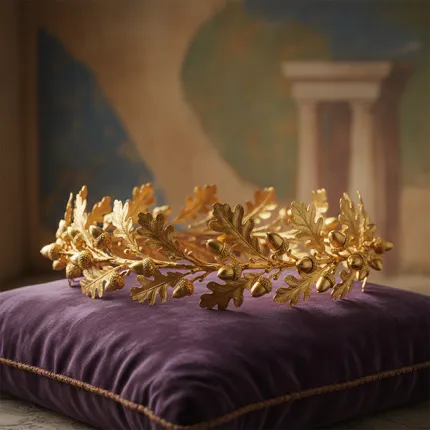 Golden Crown on a Purple Cushion