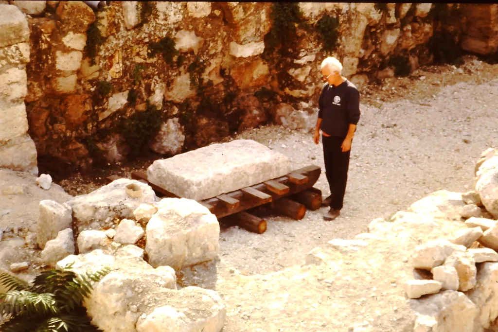 Ronny Reich with Heavy Stone Mover for Building the Temple Walls
