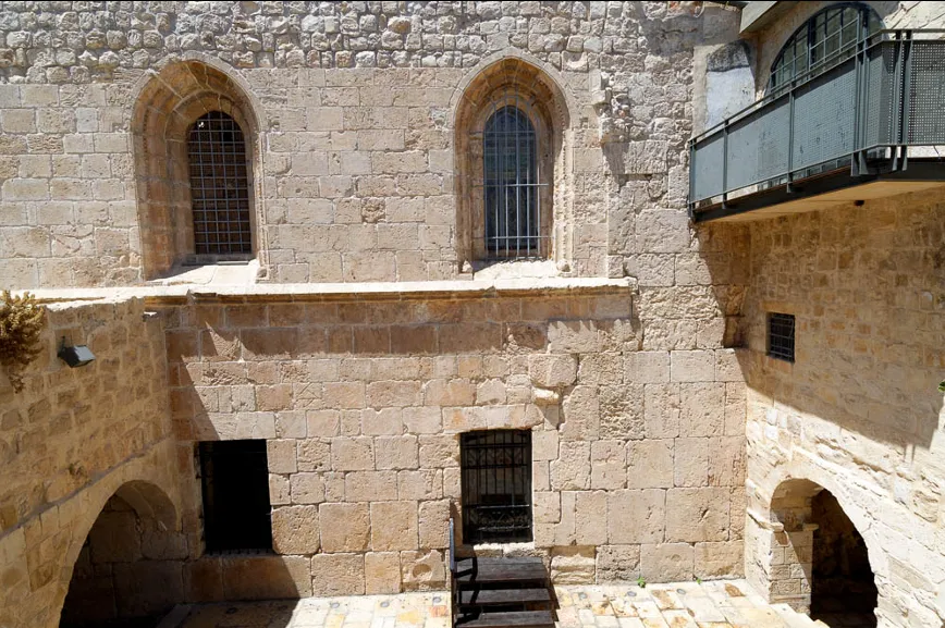 Traditional Upper Room and Southern Wall of David's Tomb on Mount Zion