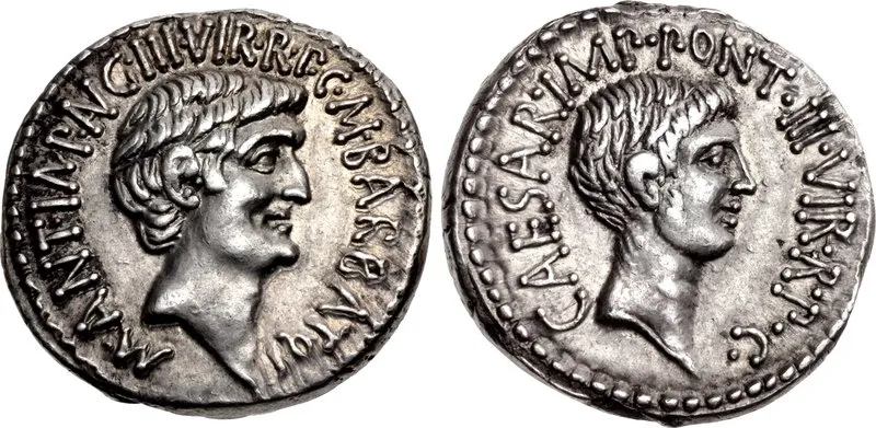 Denarius of Mark Antony and Octavian