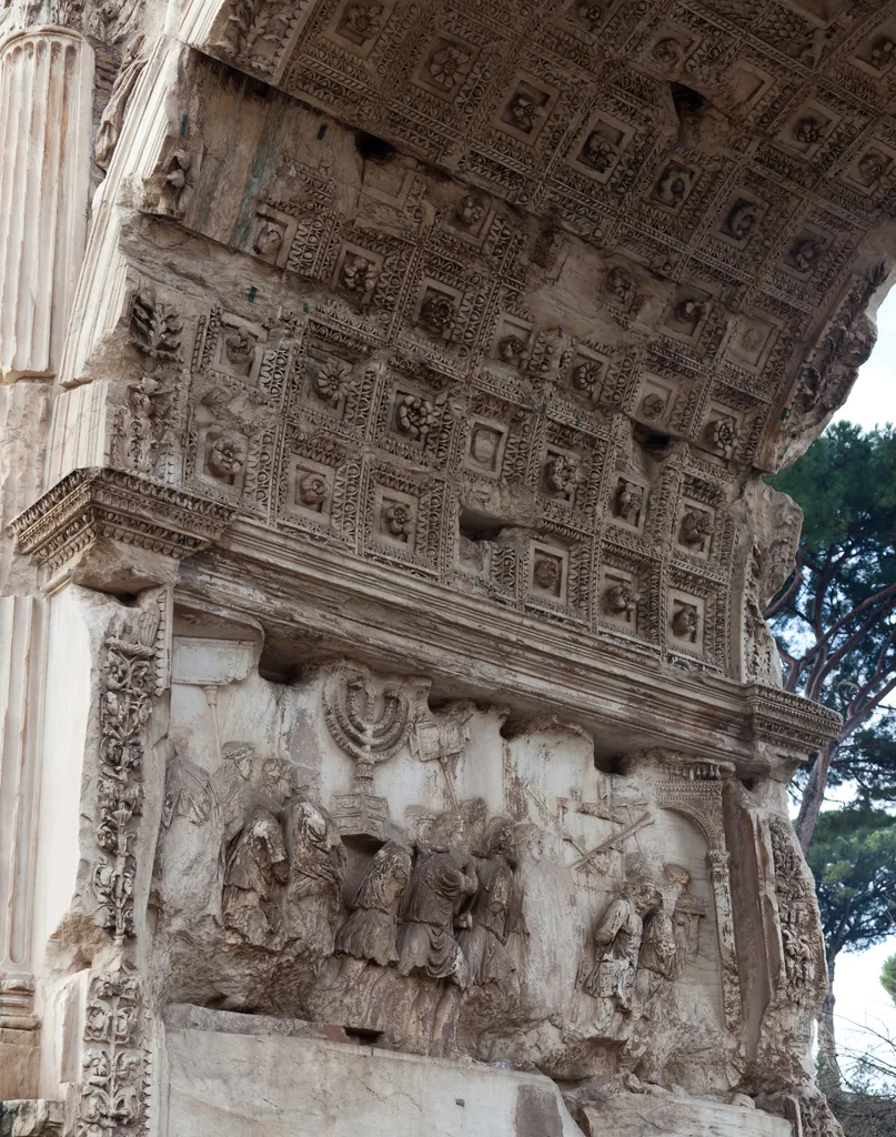 Arch of Titus in Rome, honoring the conquering of Rome by Titus, in A.D. 70