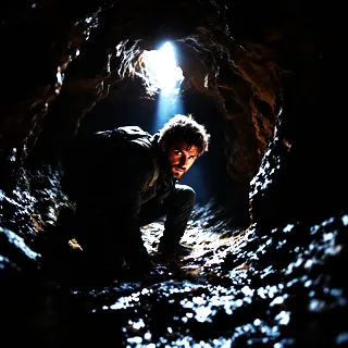 A Man Alone in a Cave