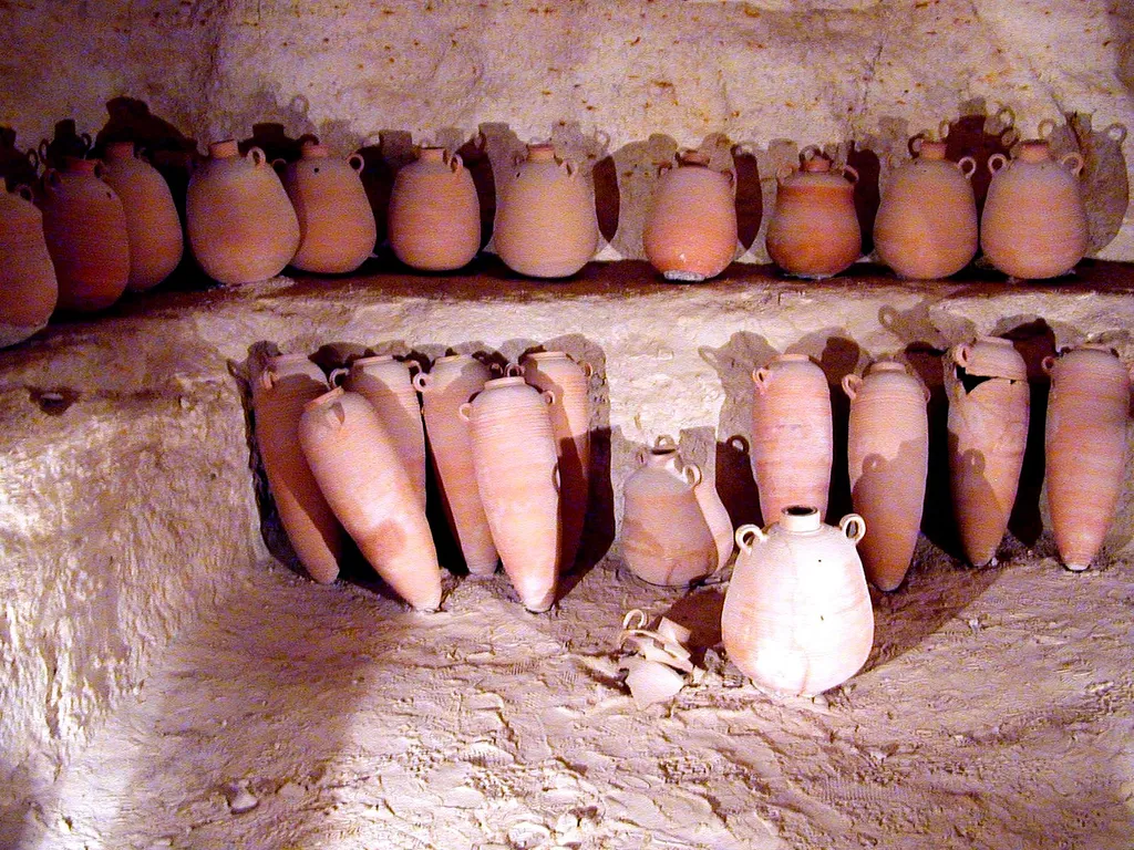Storage of Pots of Stone for Wine