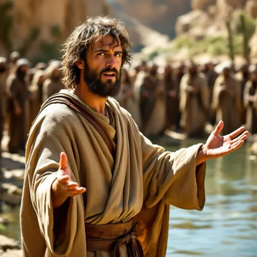 John the Baptist Preaching to the Crowd