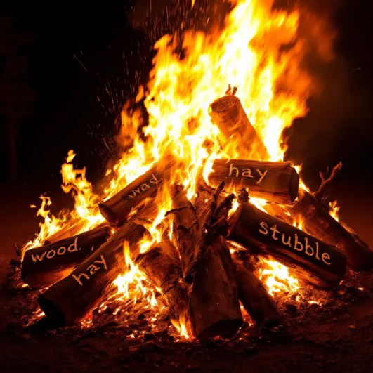 Burning Logs Inscribed With Words