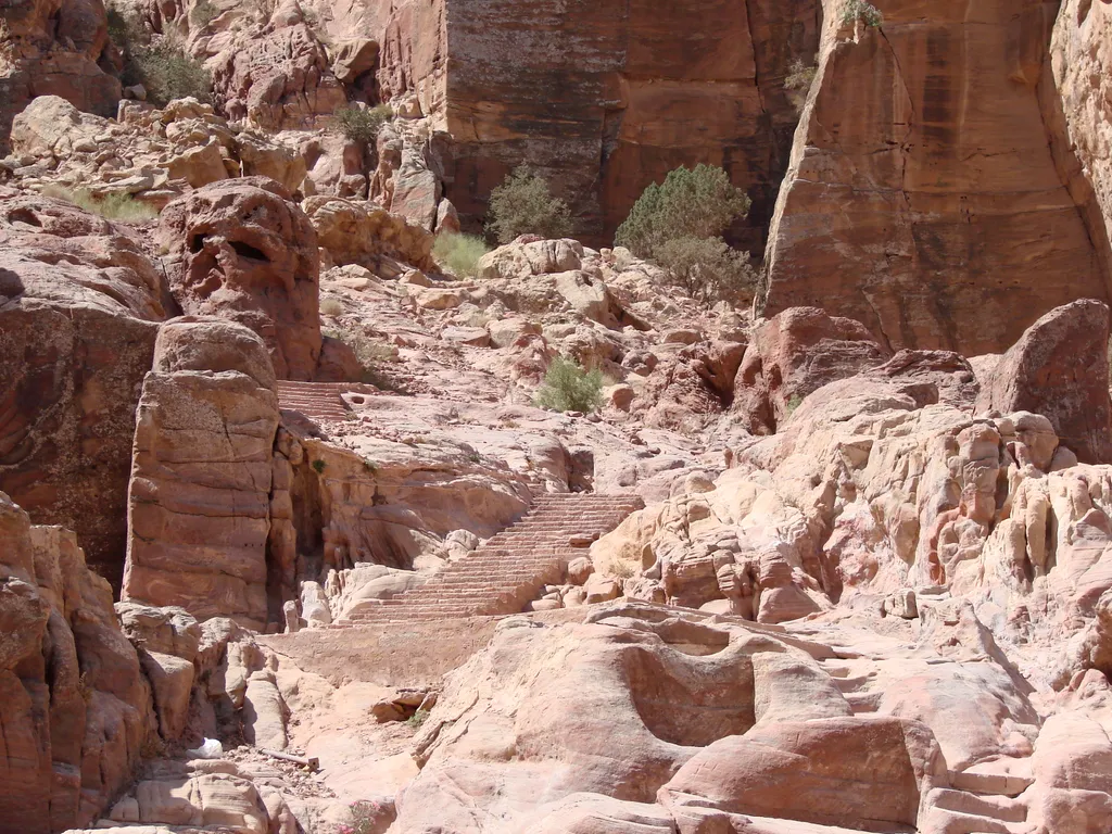 Steps leading to the top of the mountains of Petra