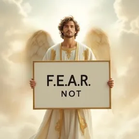 Angel Holding a Fear Not Sign