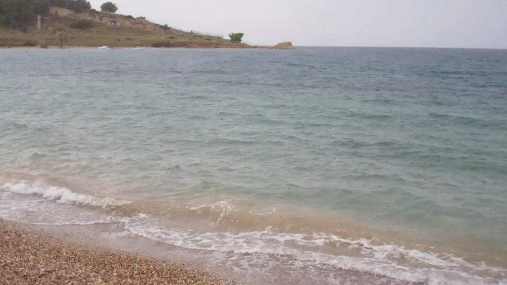 The Seashore of the Aegean Sea at the Greek Town Cenchreae, home of  Phoebe, near Corinth