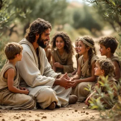Jesus Sitting in a Circle With Children