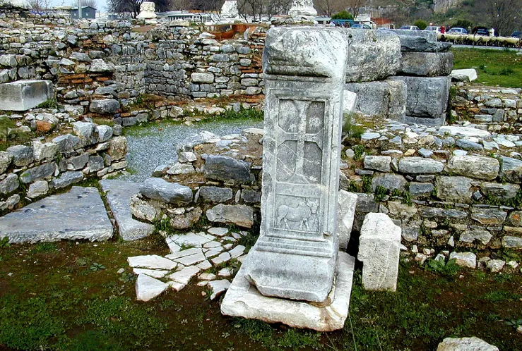 Traditional Tomb of Luke in Ephesus, Depicting Cross and Bull