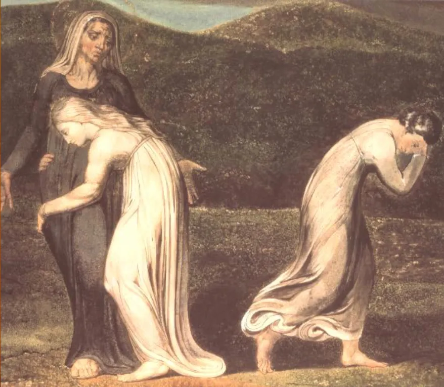 Ruth Clings to Naomi as Orpah Leaves