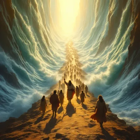 Pilgrims Walking Along a Cliff