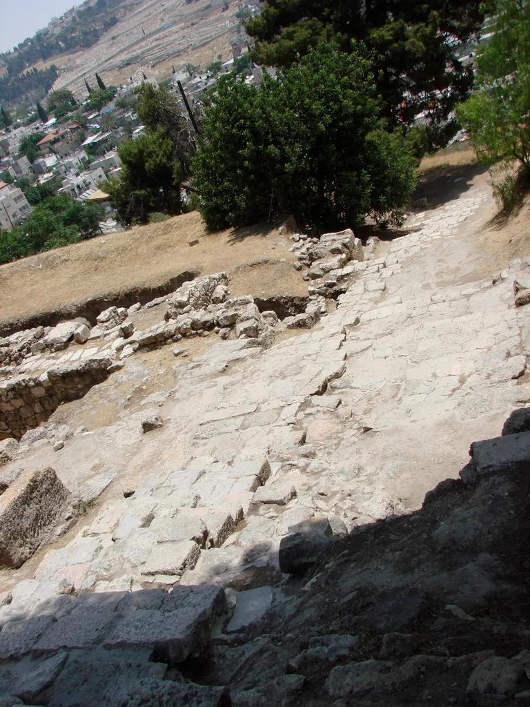 Steps up to traditional house of Caiaphas at Gallicantu