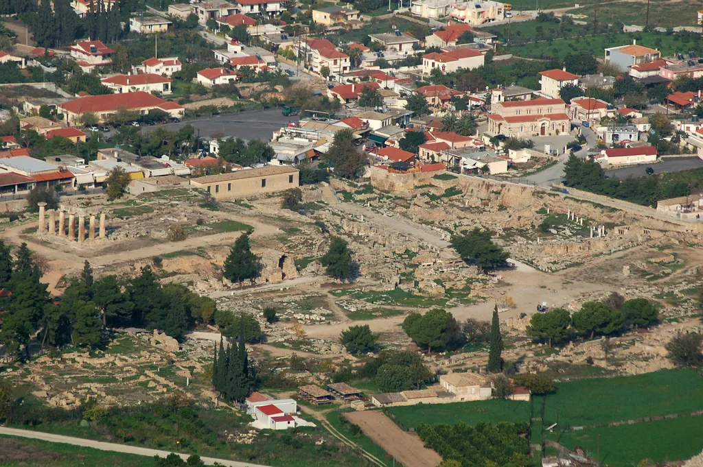 Overview of Archaeological Site of Ancient Corinth from Acrocorinth
