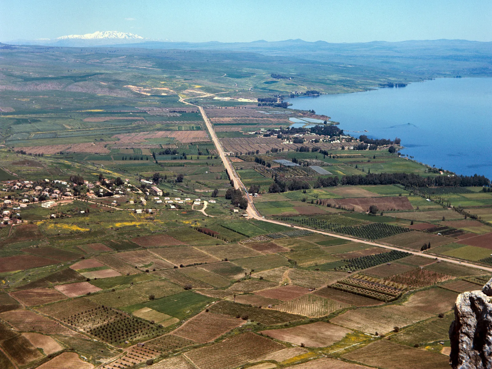 Plain of Gennesaret, the Sea of Galilee, and Mt. Hermon in the Distance