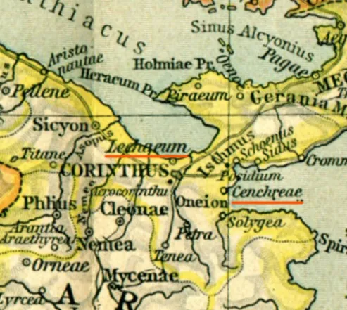 Map of Cenchreae and Isthmus near Corinth