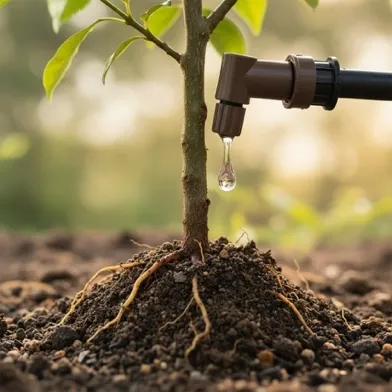 Sprinkler Watering a Plant