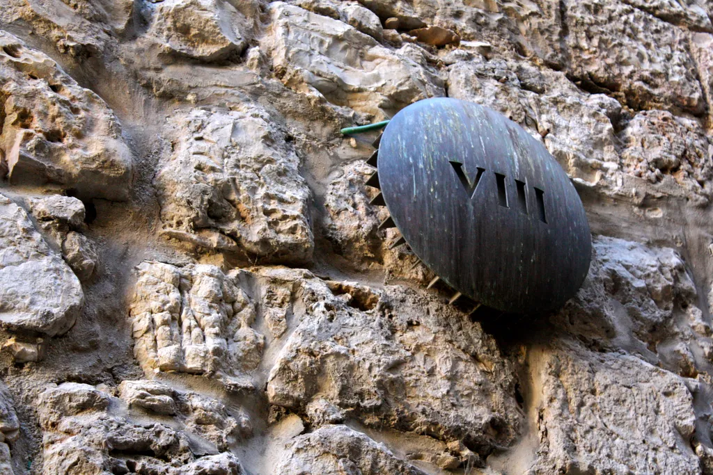 Station 8—Simon of Cyrene takes up the cross of Jesus (Via Dolorosa).