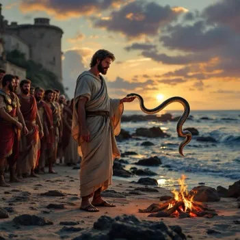 Paul Shaking the Snake Into the Fire