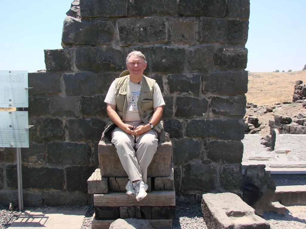 Editor on Seat of Moses at Chorazim