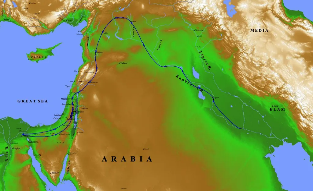 Travels of Abram from Ur of the Chaldees to Settle in the Land of Promise