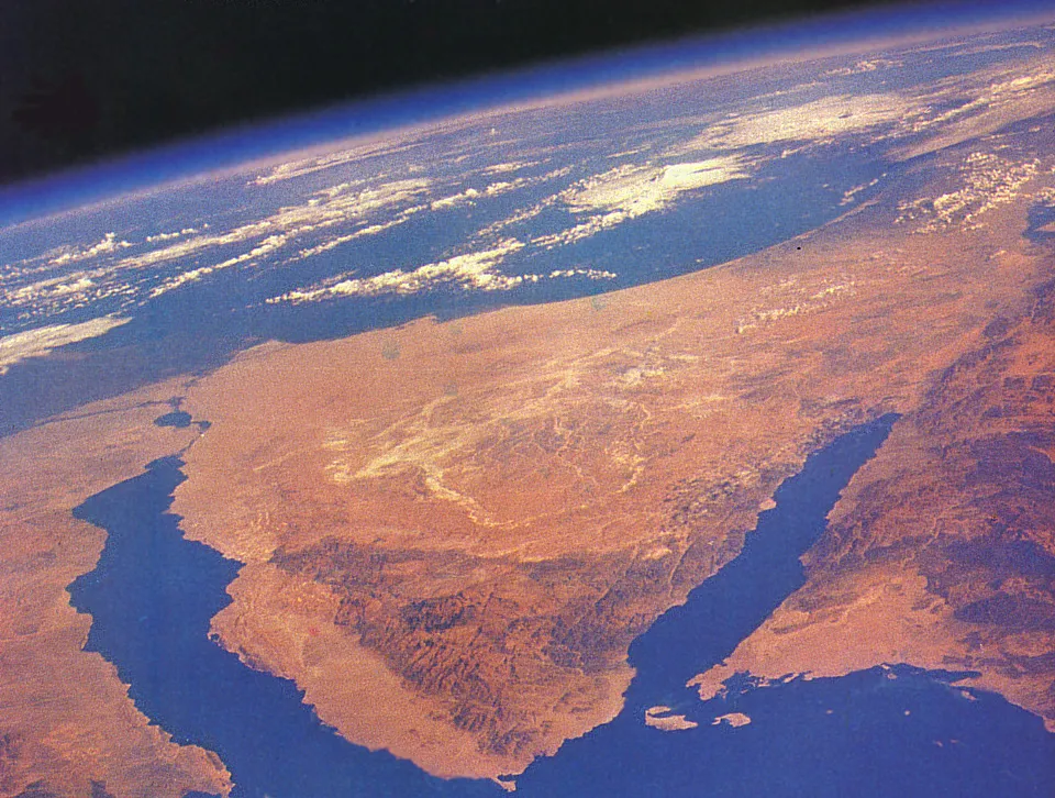 The Sinai Peninsula Seen from Outer Space, Bordered by the Red Sea