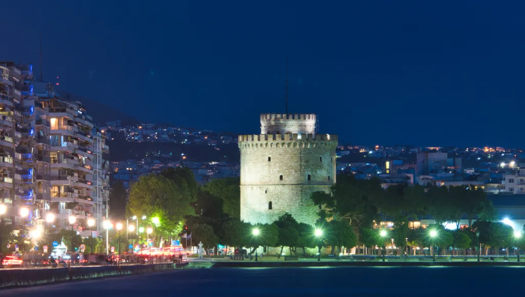 White Tower in Thessalonica at Night