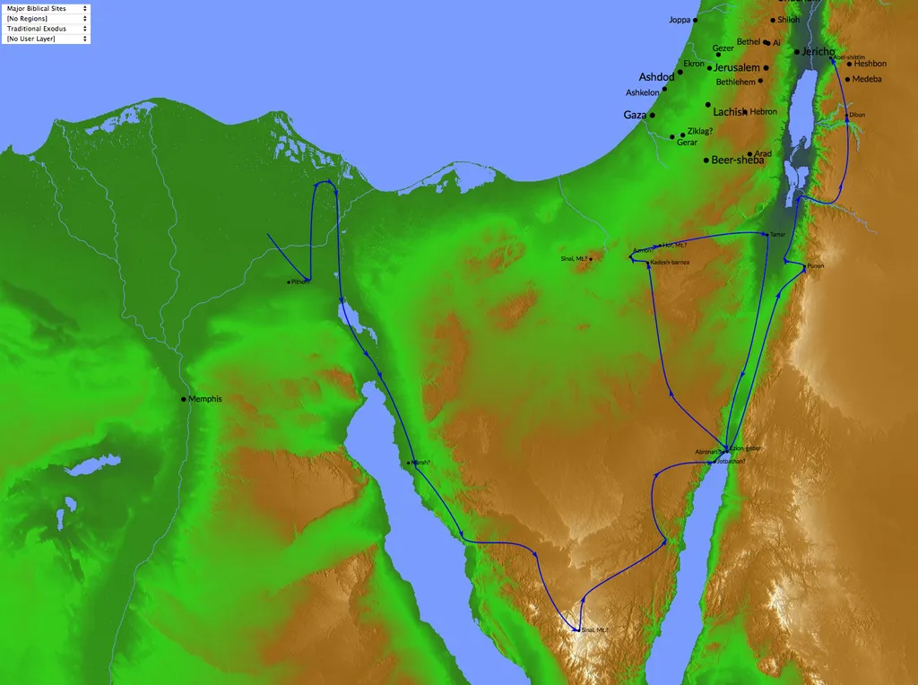 Traditional Route of the Exodus from Egypt