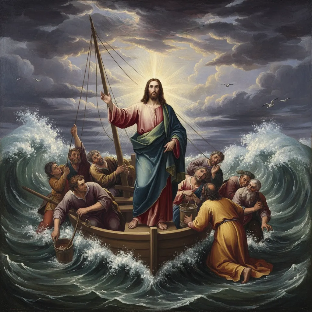 Jesus Calming the Storm on the Boat