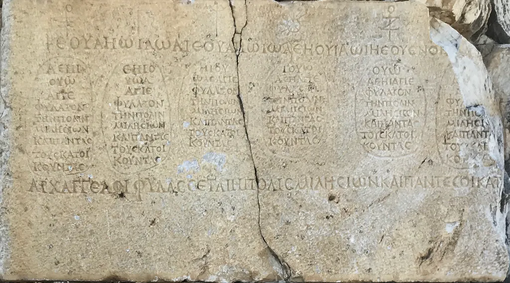Inscription on the west wall of the theater in Miletus (c. 3-5 A.D.)