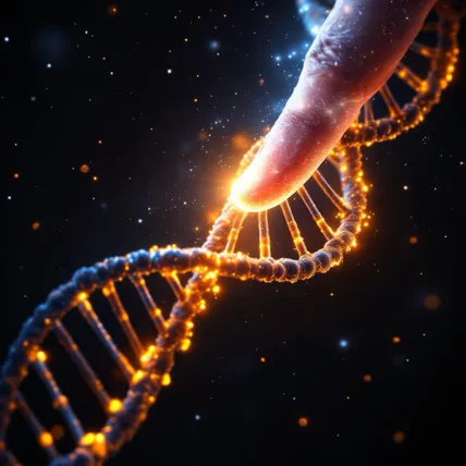 Finger Touching a DNA Strand