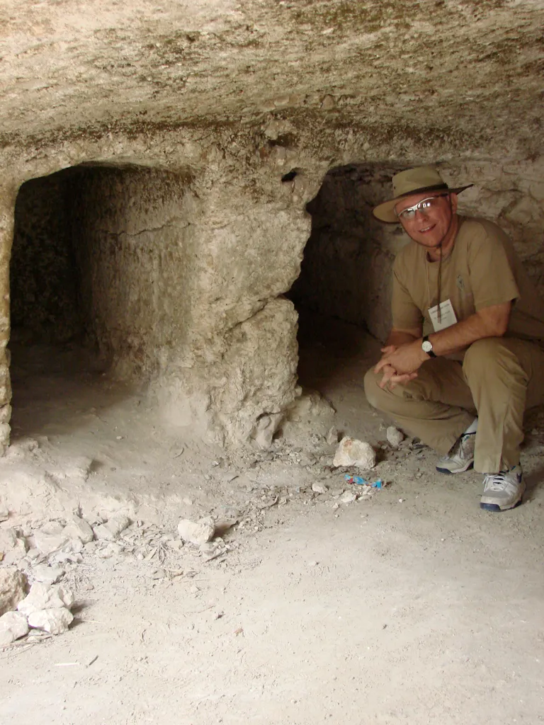 Dr. House in 2nd Temple Tomb Near Megiddo, Examining Burial Niches