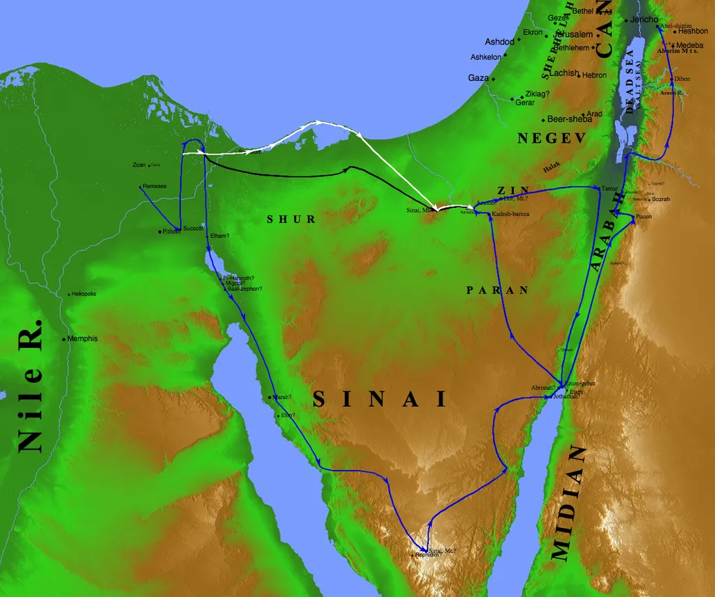 Alternative Routes Out of Egypt by Children of Israel