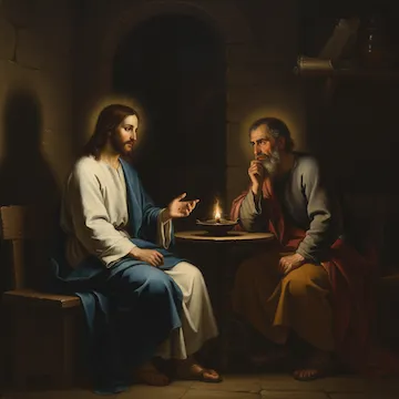 Jesus and Nicodemus by Lamplight
