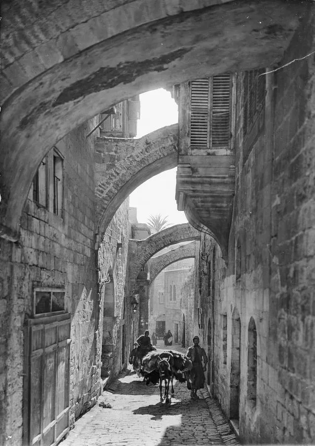 Early photo within the walled city of Jerusalem
