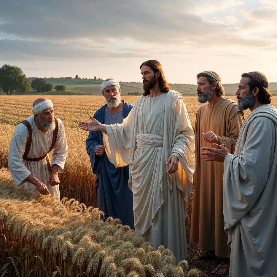 Pharisees Questioning Jesus About Disciples Picking Grain on the Sabbath