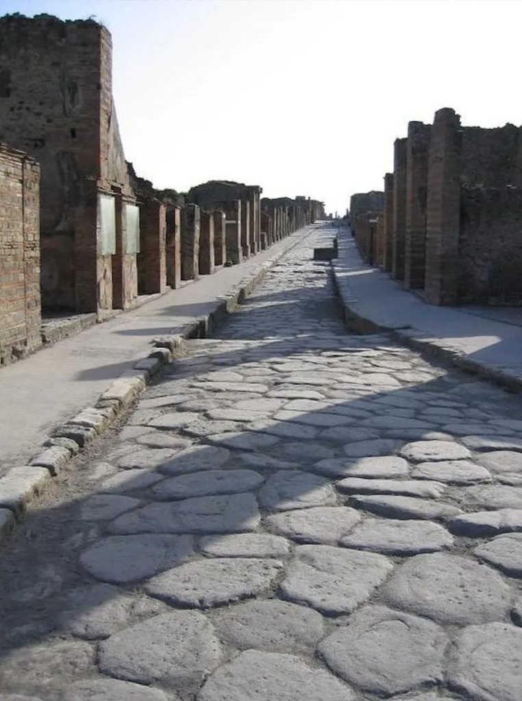 Roman road in Pompeii, Italy.