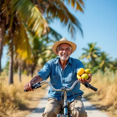 Man on a Bicycle Carrying Fruit
