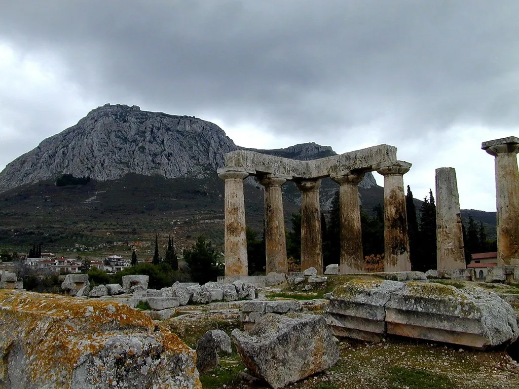 Temple with Acrocorinth in the background