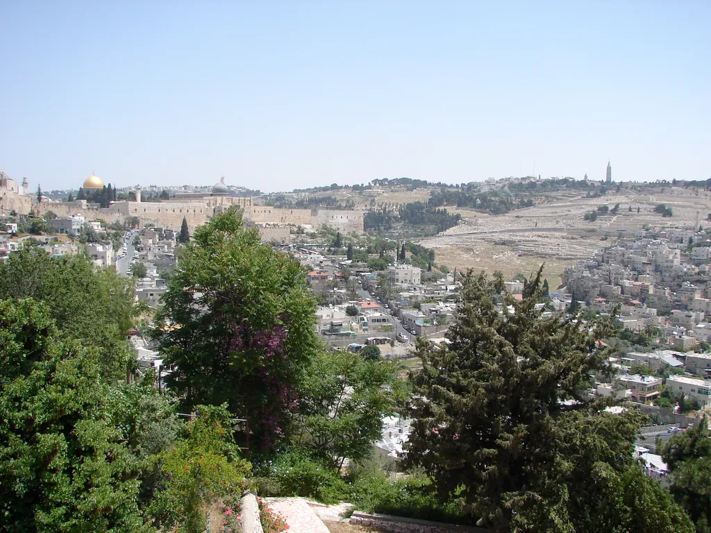 Looking from Gallicantu toward David's City and Temple Mount near the traditional Praetorium