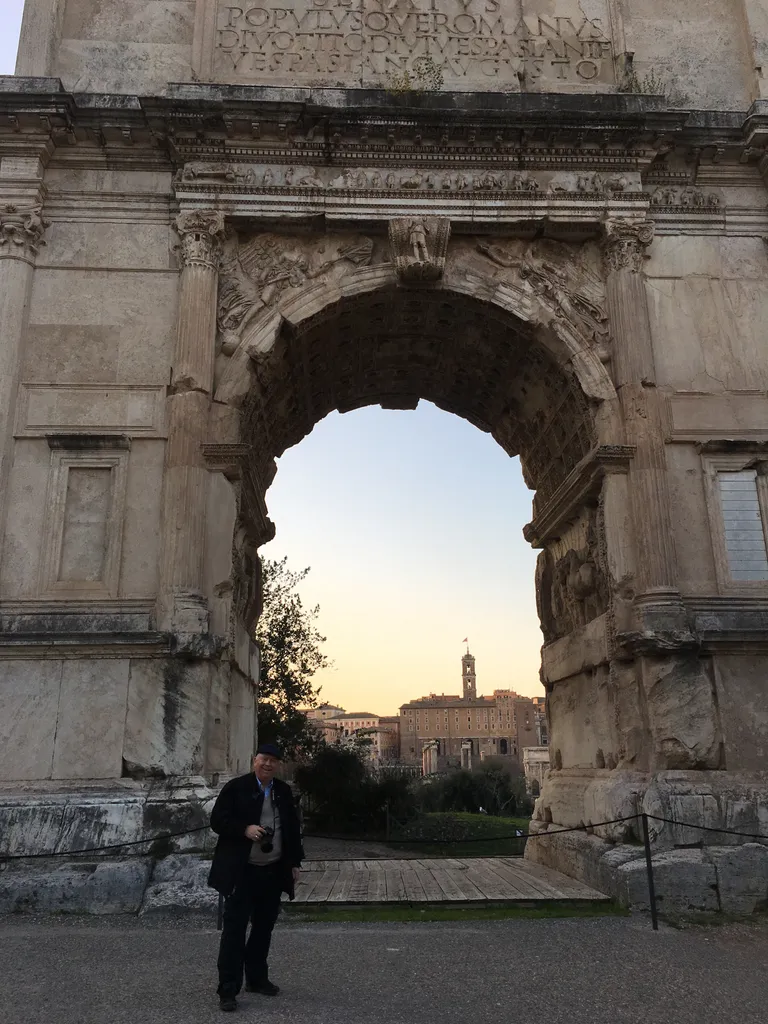 Dr. House In Front of Arch of Titus (A.D. 70-81) on Palatine Hill, at the Roman Forum