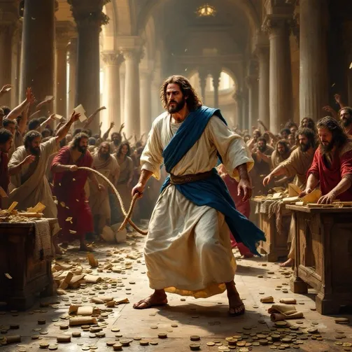 Jesus Cleansing the Temple With a Whip
