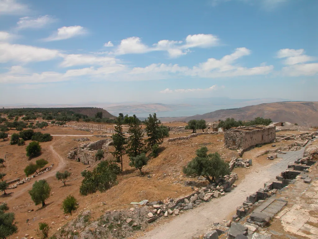 Gadara Remains with Sea of Galilee in Background