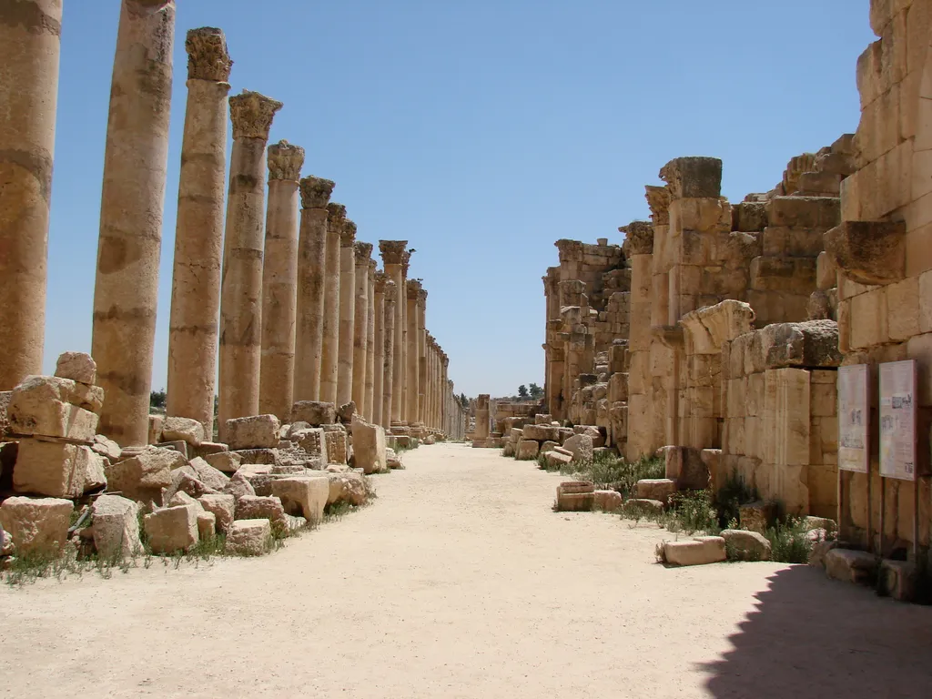 Streets of Jerash (Gerasa) in Jordan