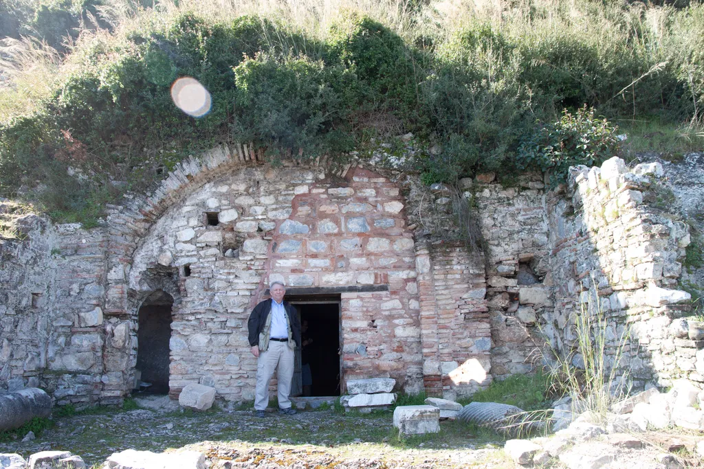 Dr. House Standing in Front of Cave (Grotto) of St. Paul Overlooking Ephesus