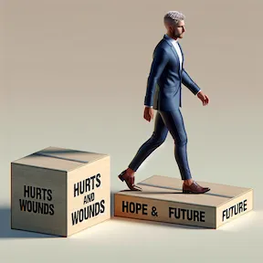 Hero Stepping From Past to Future