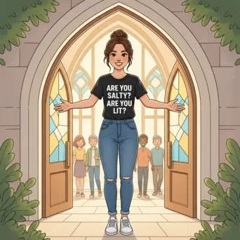 Cartoon Crowd Outside a Building