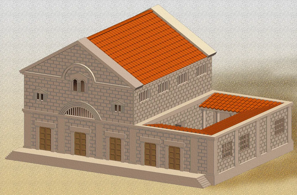 Reconstruction of Synagogue at Capernaum (drawing)